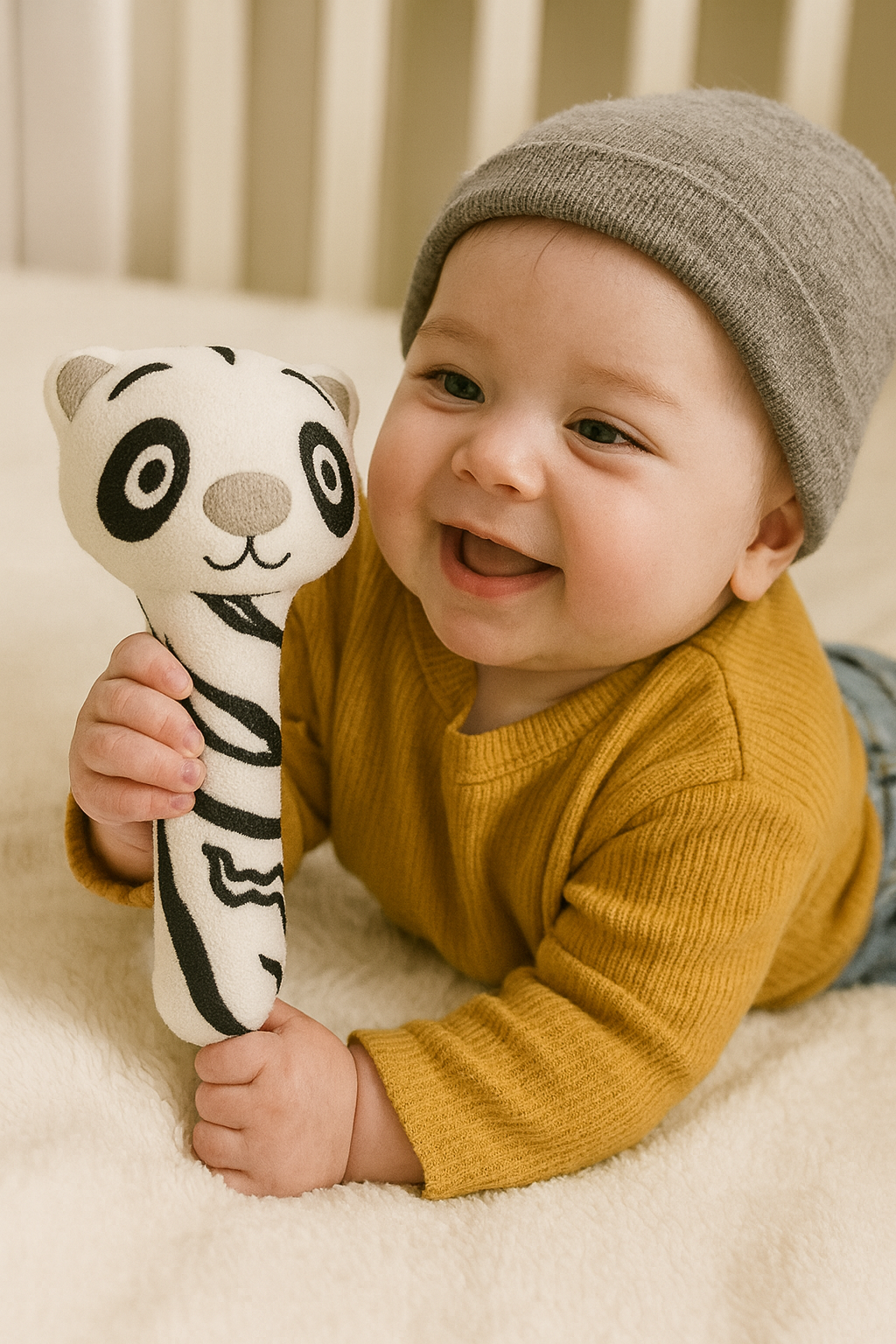 Soft Rattle Toy for Babies|Easy-to-Hold Grip|Plush Rattle for Sensory Play|Motor Skills & Bonding|Travel Friendly |3+ Months - Image 9