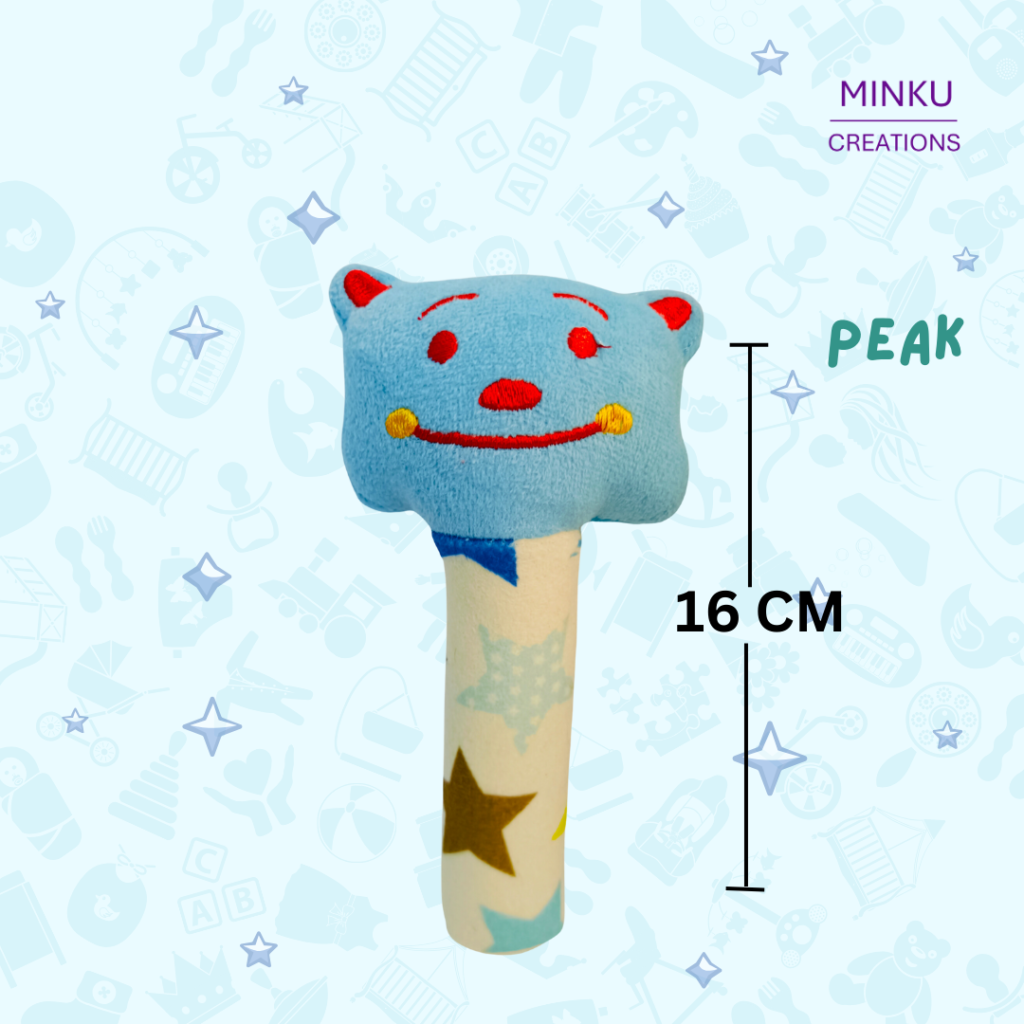 KitMik Cute Face Rattle Cum Soft Toy-Blue,3+ Months