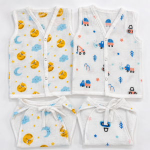 Muslin Jhabla and Nappy combo-Pack of 2 - Image 1