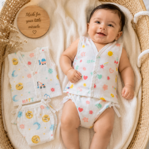 Organic Muslin Jhabla & Nappy Set - Image 3