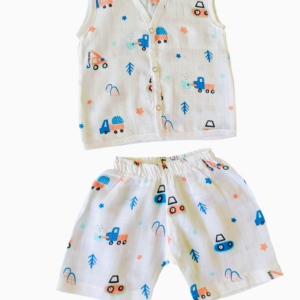 Baby Muslin Cotton Co-ord Set,Jabla and Shorts, Ultra-Soft and Breathable, Sleeveless Top with Shorts ,3-6 Month - Image 4