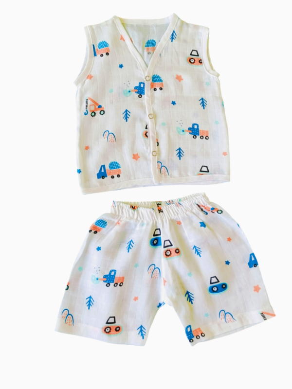 Baby Muslin Cotton Co-ord Set,Jabla and Shorts, Ultra-Soft and Breathable, Sleeveless Top with Shorts ,3-6 Month