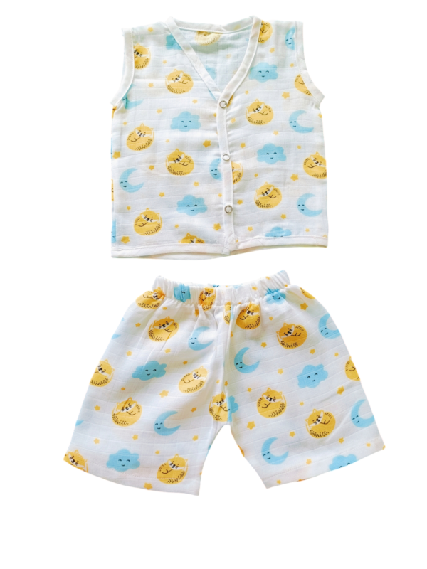 Baby Muslin Cotton Co-ord Set,Jabla and Shorts, Ultra-Soft and Breathable, Sleeveless Top with Shorts ,3-6 Month