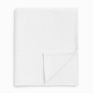 KitMik Organic Crinkled Muslin Baby Swaddle/Towel/Blanket for Infant and Toddlers Kids Boys and Girls-White - Image 1
