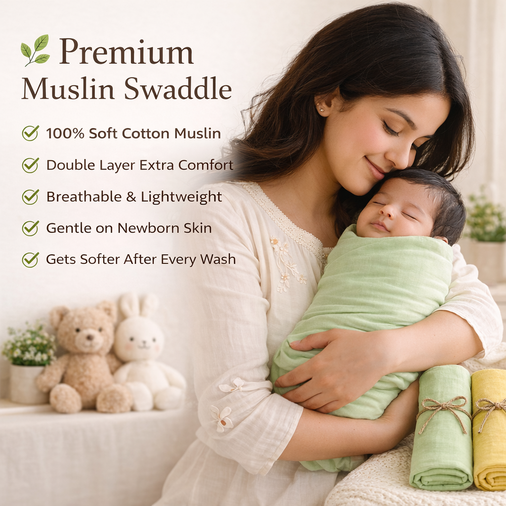 KitMik Organic Crinkled Muslin Baby Swaddle/Towel/Blanket for Infant and Toddlers Kids Boys and Girls-Set of 2