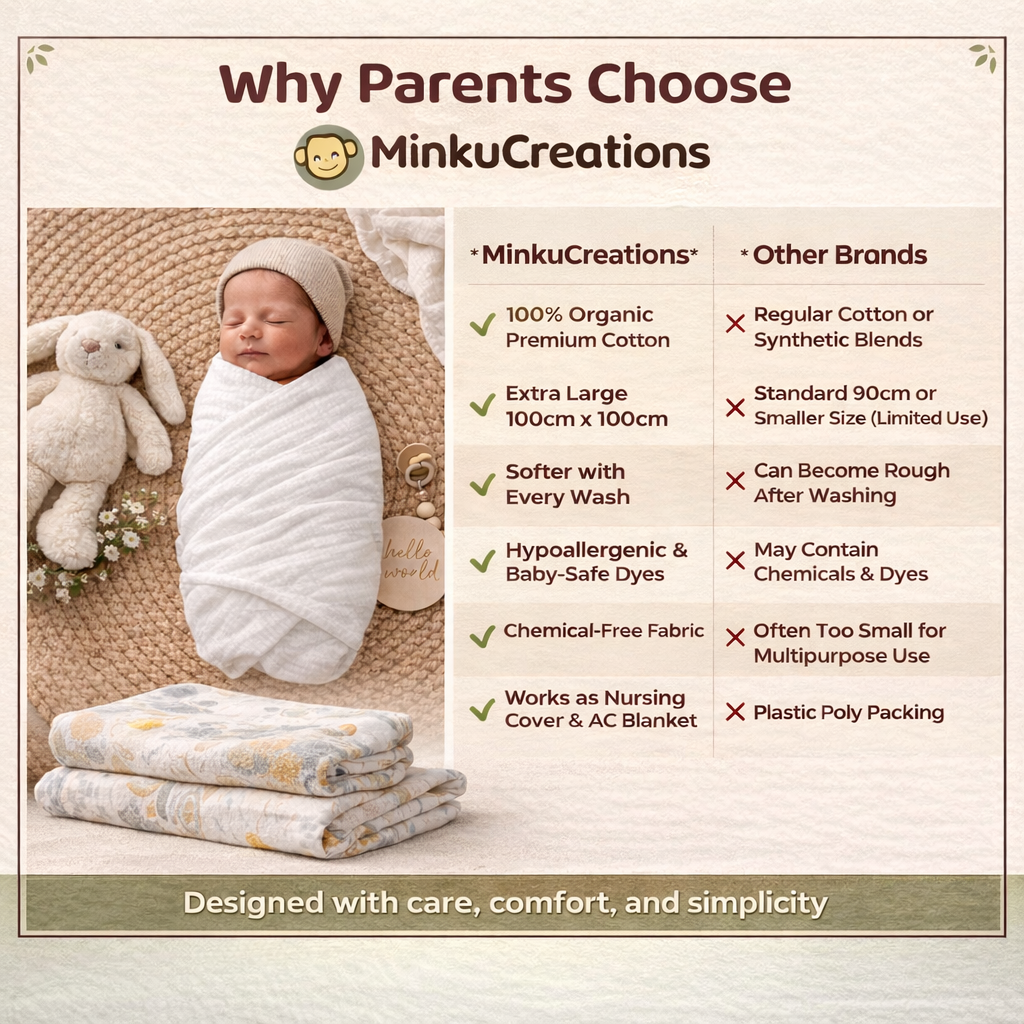KitMik Organic Crinkled Muslin Baby Swaddle/Towel/Blanket for Infant and Toddlers Kids Boys and Girls-Set of 2