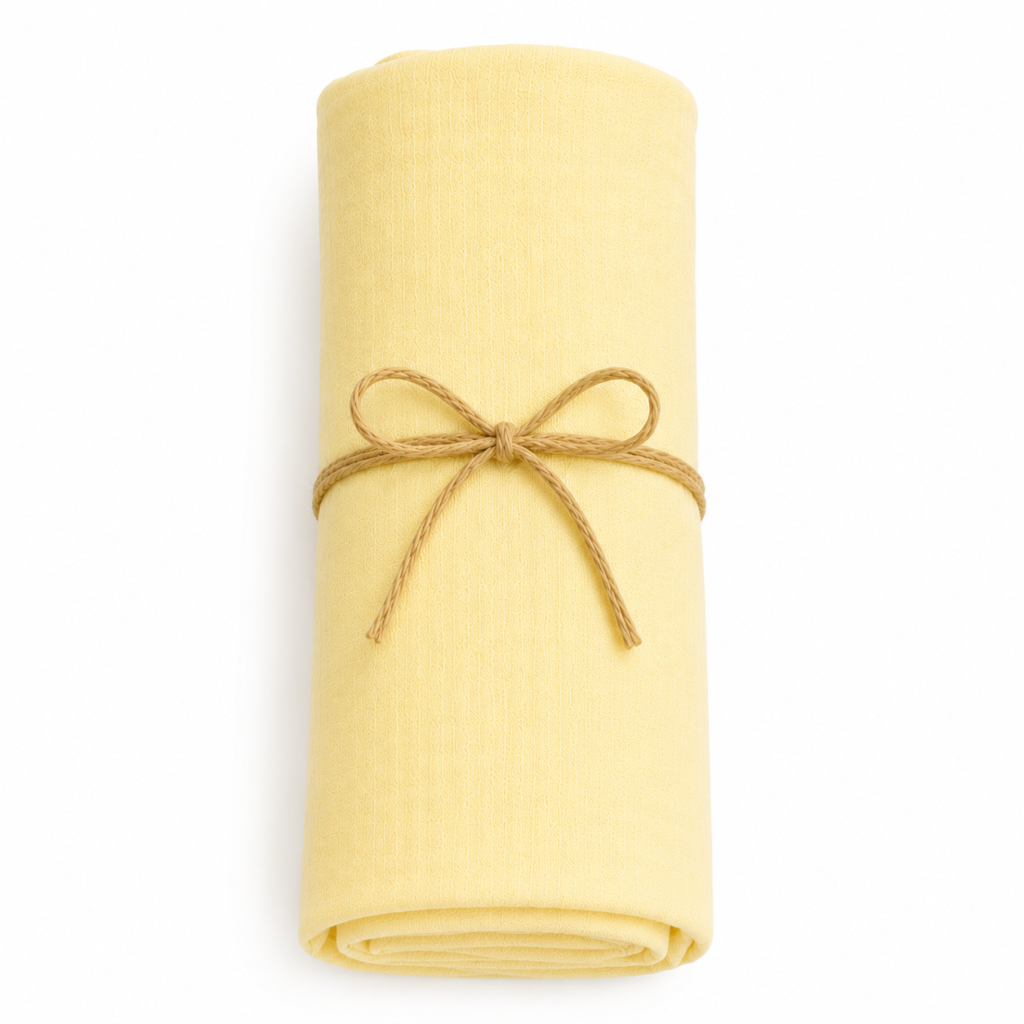 KitMik 100% Cotton Muslin Baby Swaddle, Baby Towel, Size-105cm x 105 cm, 0-18 Month+,Muslin Swaddle Wrap for New Born,Yellow
