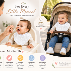 KitMik Organic Crinkled Muslin 6 layer Feeding Bib for Infant and Toddler -White - Image 2