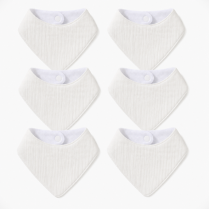 KitMik Organic Crinkled Muslin 6 layer Feeding Bib for Infant and Toddler -White - Image 1