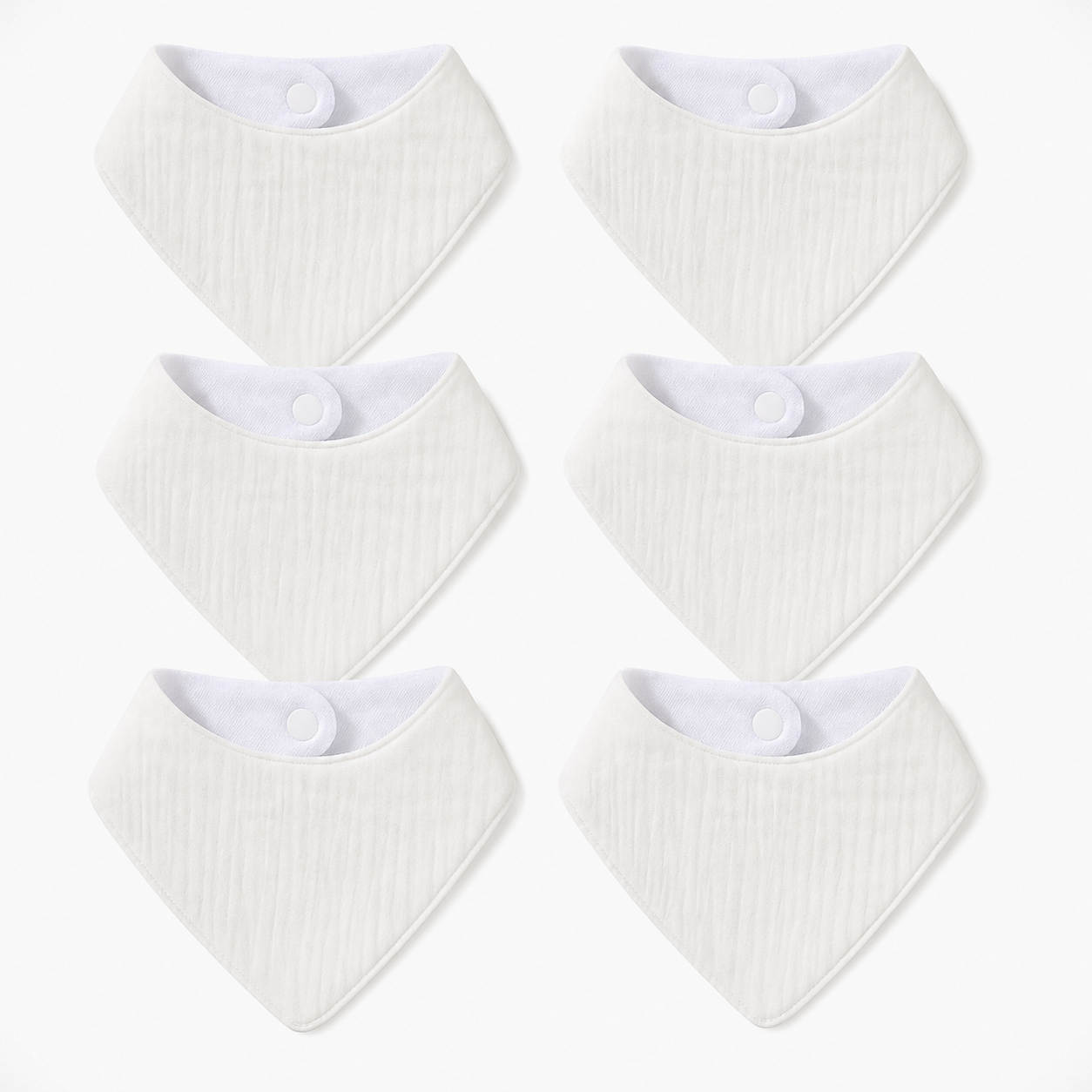 KitMik Organic Crinkled Muslin 6 layer Feeding Bib for Infant and Toddler -White - Image 1